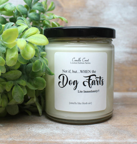 Dog Farts Humor Pet Candles by Candle Crest